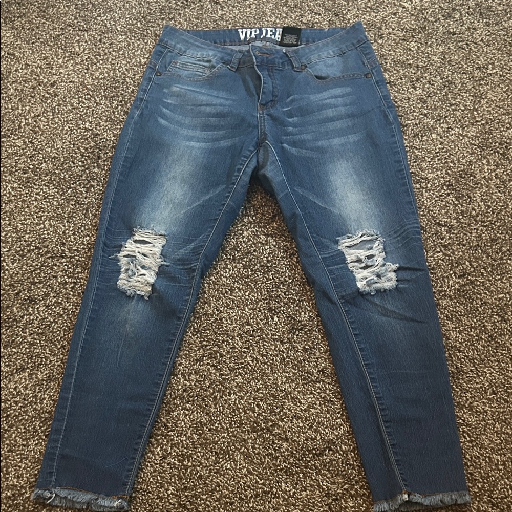 VIP Women's Distressed Blue Skinny Jeans